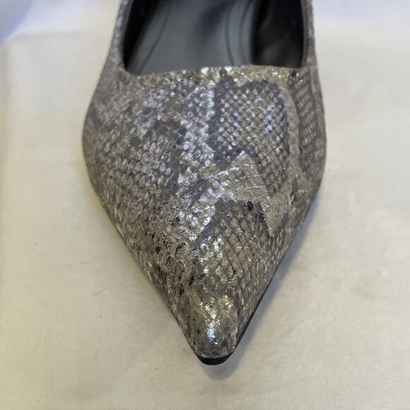Naturalizer Natalia Kitten Heal Silver Snakeskin Womens Size 9 M New Pointed Toe - Picture 8 of 11